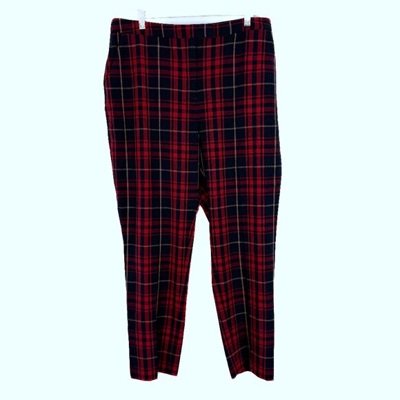 NWT Neiman Marcus Red Tape Plaid Pants Elastic Waistband Red Size XL NEW - Picture 1 of 11